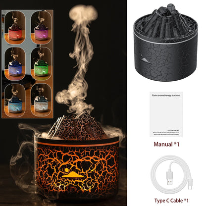 Volcano Fire Flame Air Humidifier Aroma Diffuser Essential Oil with Remote Control Jellyfish for Home Fragrance Mist Mak Smoking