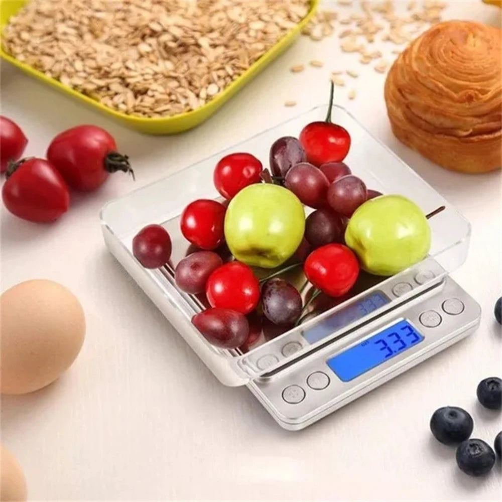 Digital Kitchen Scale Mini Pocket Stainless Steel Precision Jewelry Electronic Balance Weight Gold Gram 0.1/3000G Weigh Scales